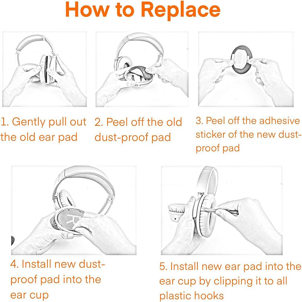 Headphones Ear Cushions Memory Sponge Earpads Cover Earmuffs Repair Parts for BOSE QuietComfort 35, QC35