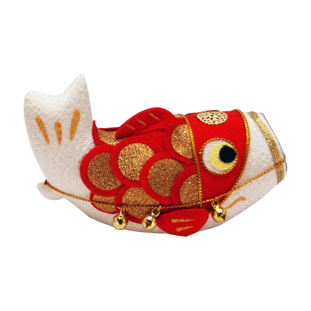 Osaka Choseido May Festival Compact 25cm Chirimen with Name Engraving and Wooden Tag Horai Couple Carp Doll, Mini, Wide, Fabric, (Shipped Separately),