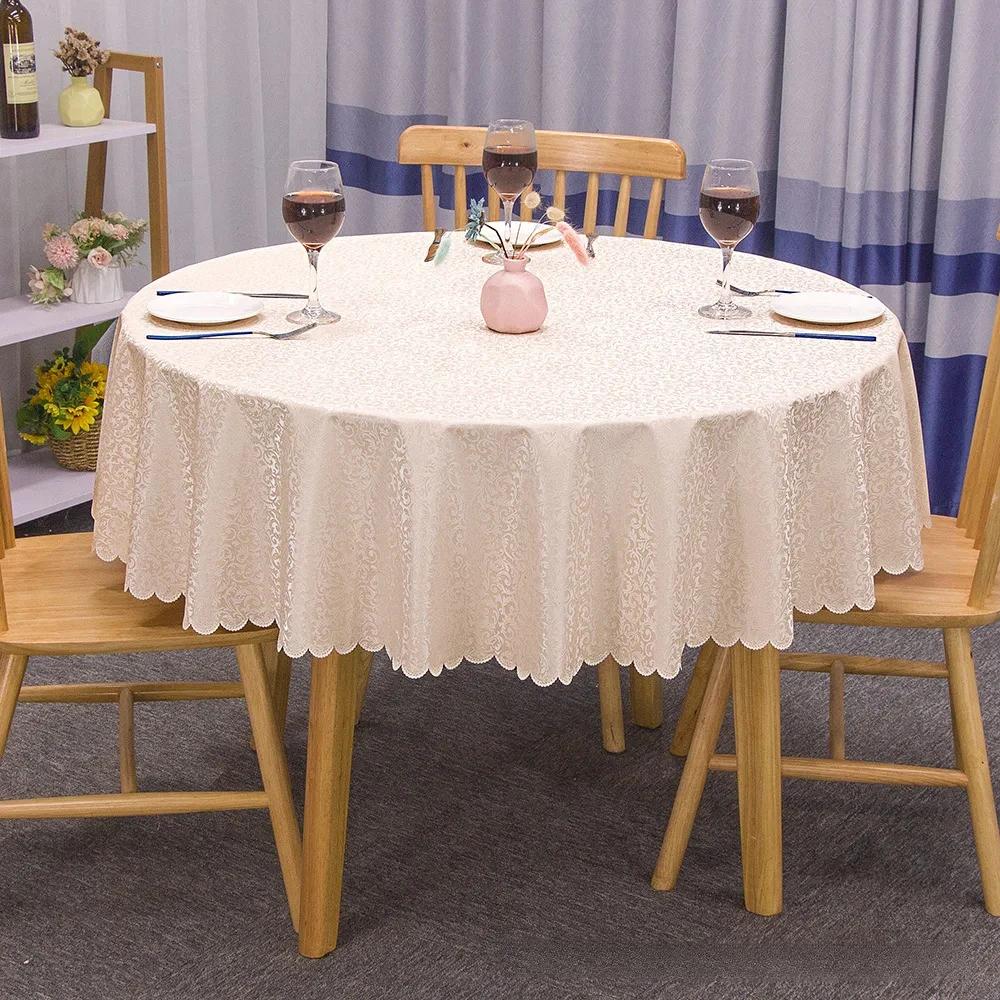 European Style Home Hotel Round Table Cloth Round Tea Table Thickened PVC Blend Waterproof Oil Resistant Washable Table Cloth