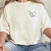 Minimalist Single Line Heart Pocket Print T Shirt Unisex Beige Loose Short Sleeve Simple Love Casual Daily Tops