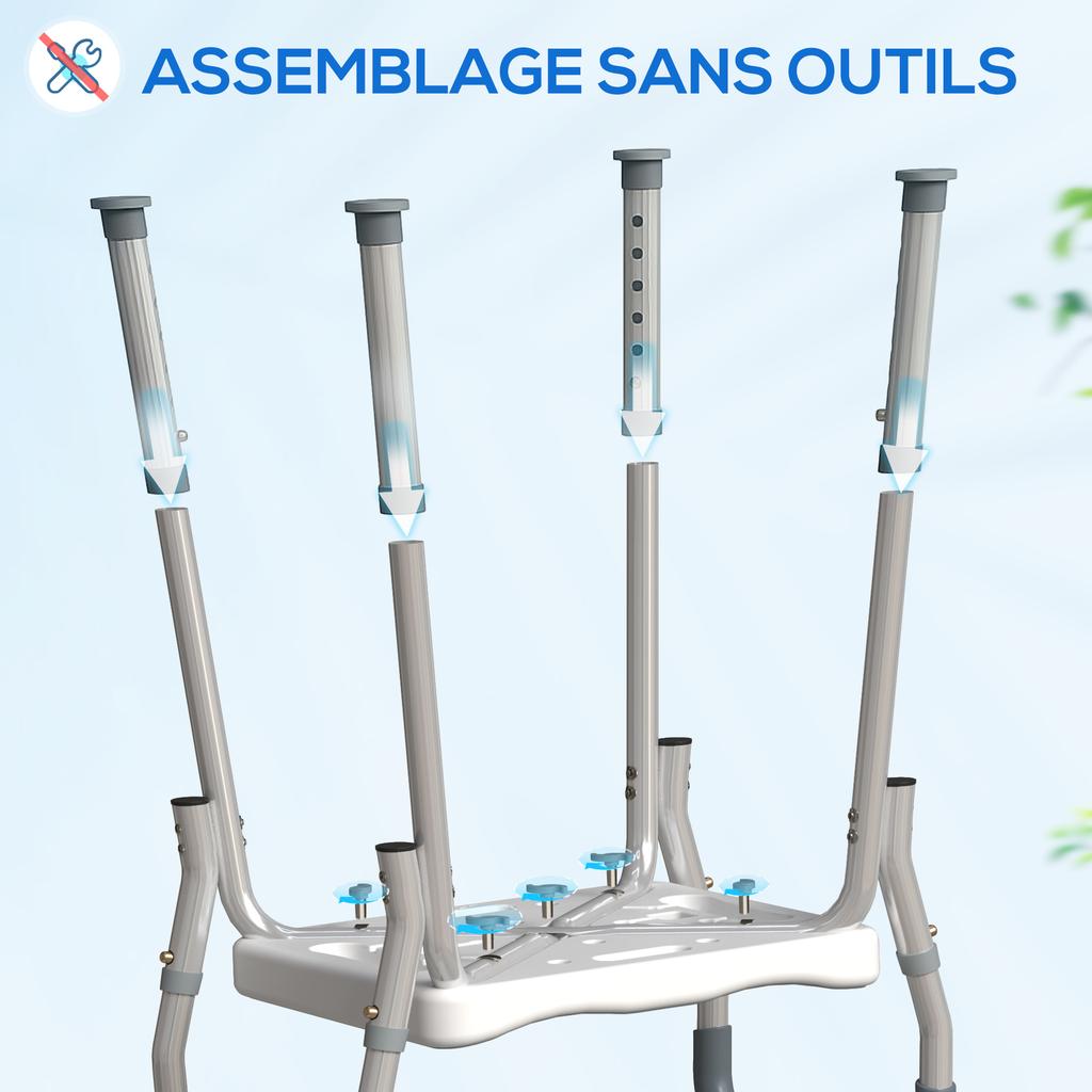 57-69cm Aluminium Frame Bath Seat - Light Blue