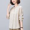 Ruffle-Trim Cotton Linen Shirt