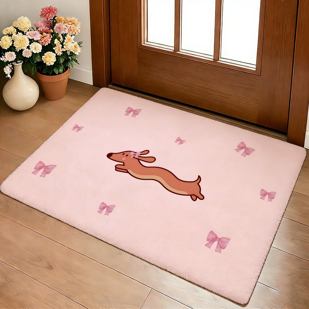 Dachshund puppy Floor Mat Cozy Flannel Soft Thick Non-Slip Mat for Living Room Bedroom Kitchen Decor Rugs