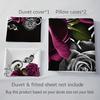 3pcs White Red Romantic Roses Bedding Set Soft Duvet Cover Set King Queen Twin Single Size Bithday Gift for Sister Room Decor