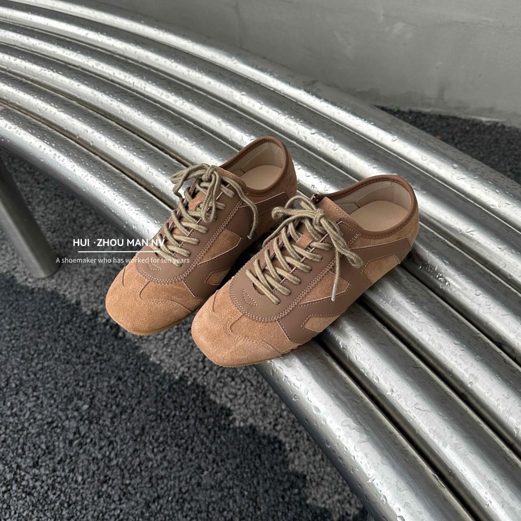 Retro leather red German training shoes women's 2025 new versatile color matching casual board shoes sports height increasing Forrest Gump shoes women