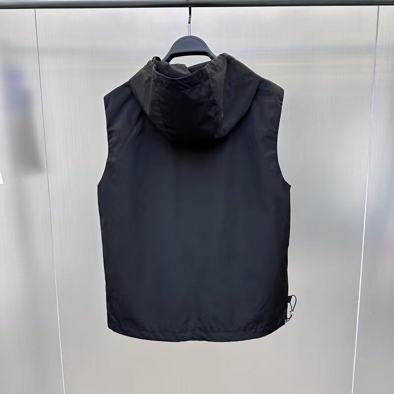 Men's Quick-Dry Multi-Pocket Hooded Vest - Solid Color, Casual, Sleeveless Gilet for Autumn Trends