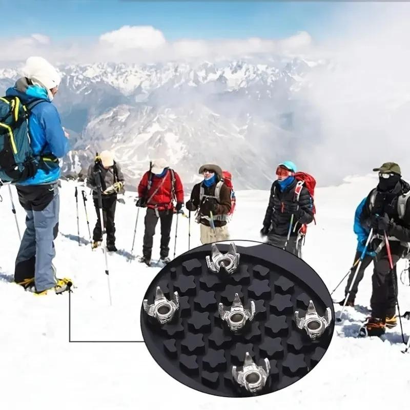 Outdoor Ice Cleats Crampons Anti Slip Shoe Covers Spikes Chains for Walking on Snow and Icy Roads Winter Climbing Hiking Gear