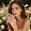 Finger Ring Zinc Alloy Plum Blossom Design Polished Finish Women Ring with Cubic Zirconia Inlaid Jewelry Gift