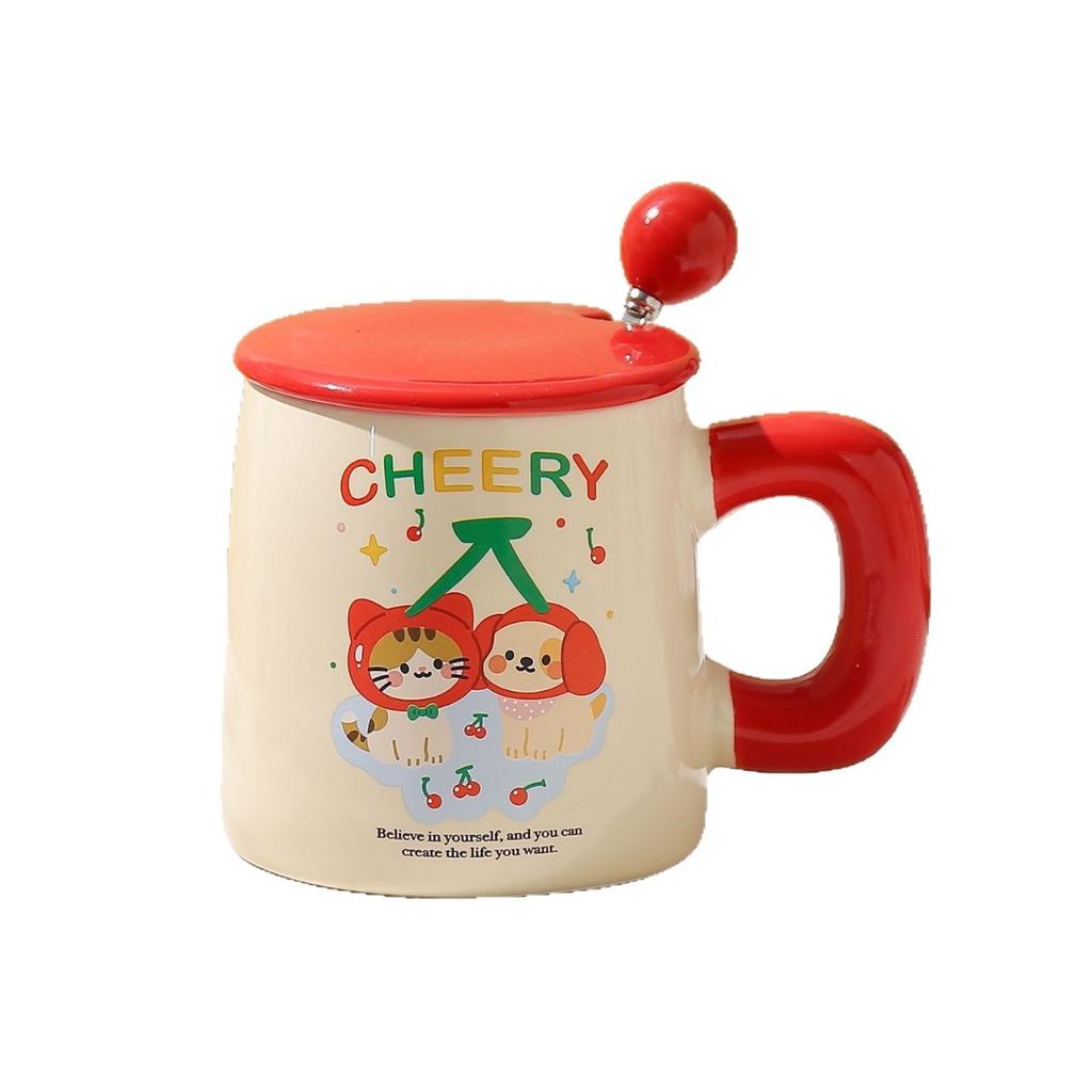 Cute Animal Mugs Home Cartoon Couple Breakfast Coffee Cups with LIDS Ceramic Cups High Appearance Level Girls Drinking Water