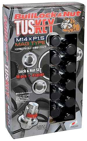 

KYO-EI BullLock TUSKEY Mag-Type Lock & Nut Set for Toyota Genuine Aluminum Wheels, M14xP1.5, 20 Pieces, Black, T0641B