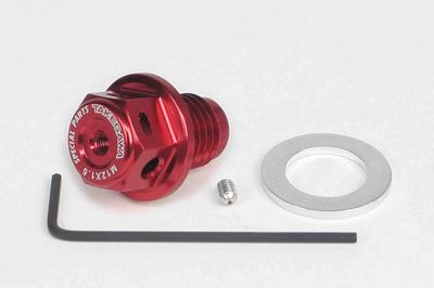 Spezialteile Takekawa 02-09-0025 Aluminium Ablassschraube mit Neodym-Magnet, Rot, M12XP1.5
