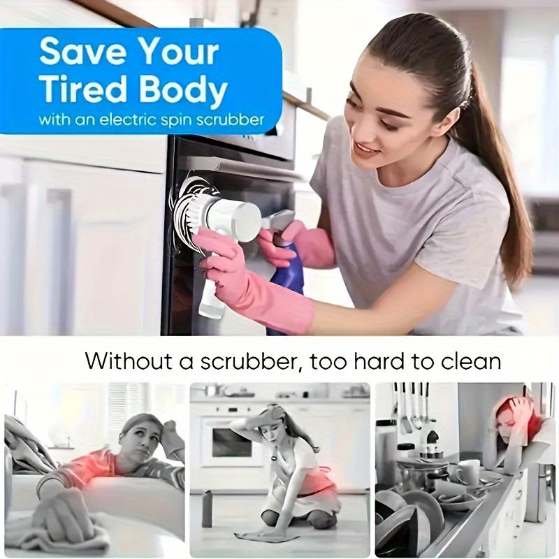 [USB Rechargeable]5-in-1 Rechargeable Electric Cleaning Brush Set with USB Charging, Multi-Purpose Handheld Brush Tool Kit for Bathroom, Kitchen