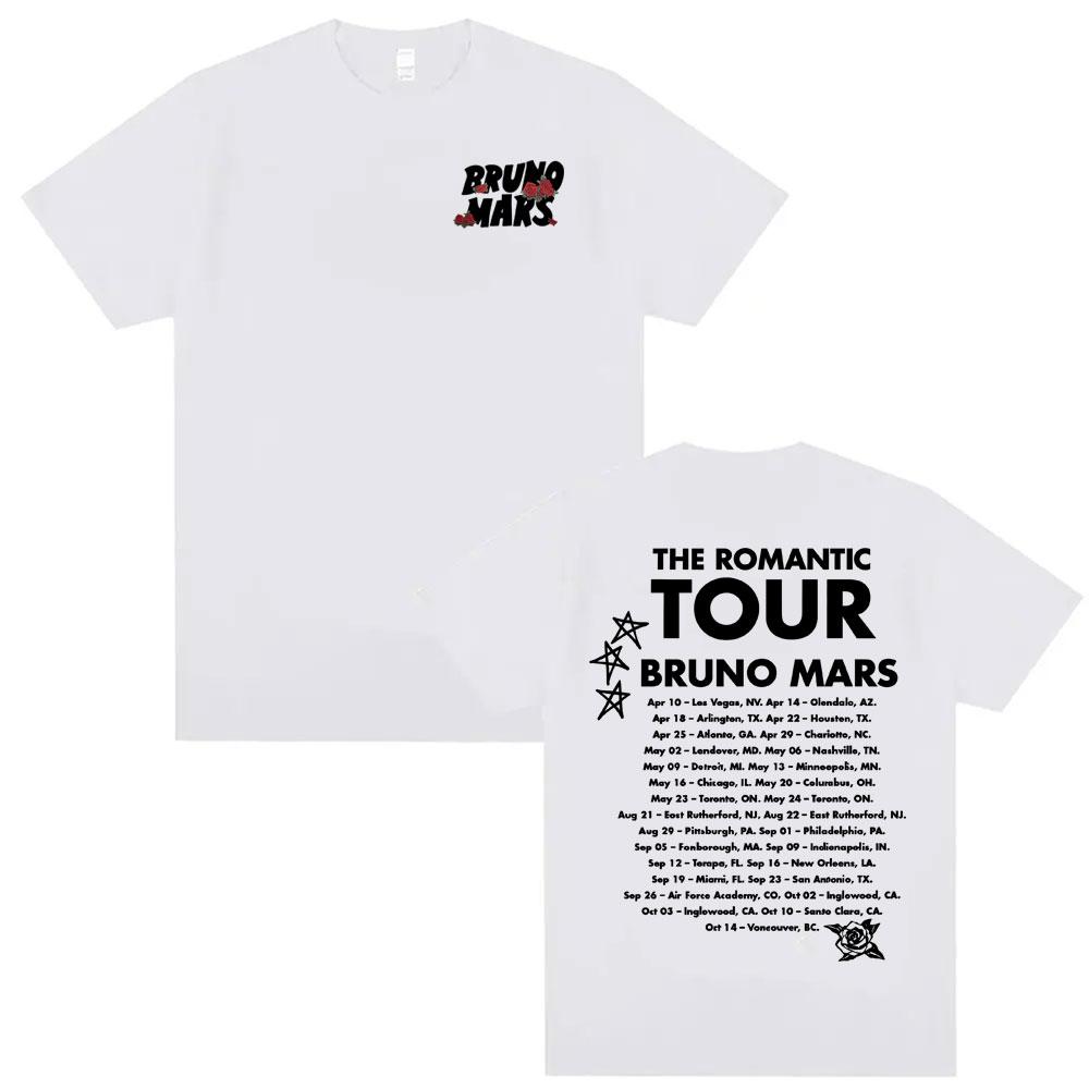 

Bruno Mars Romantic Tour 2026 Concert T Shirt Men Women Vintage Hip Hop Punk Style Tshirts Casual 100 Cotton Oversized Tshirt 3XL