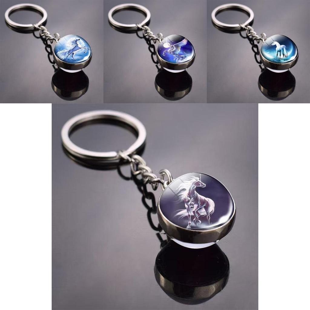 Unicorn Pendant Necklace With Zinc Alloy Round Glass Charm For Elegant Jewelry