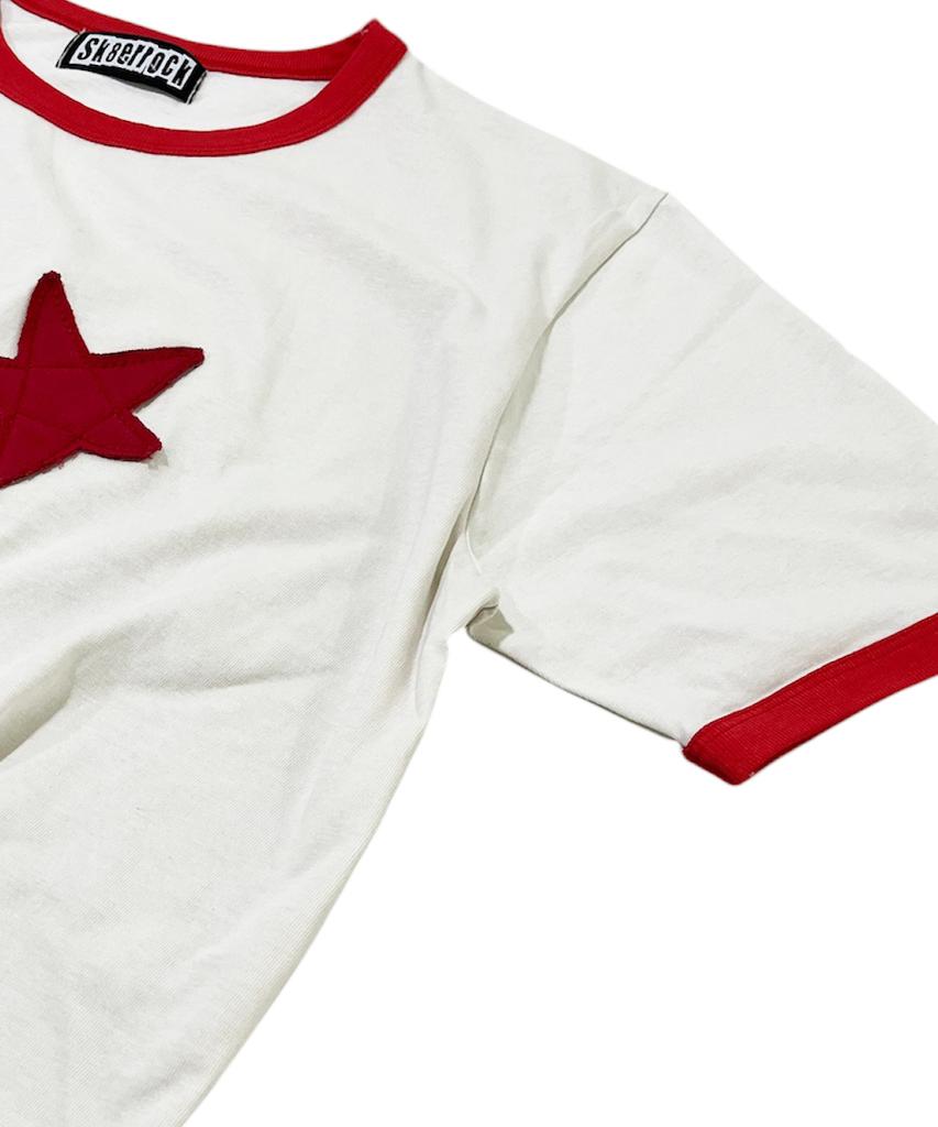SK8ER ROCK Collage Star Ringer T-Shirt ((Ivory))