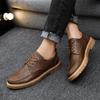 Fashion Round Head Leather Shoes Business Dress Men Shoes Handmade Casual Shoes Men's Lace-up Footwear Platform Slip-on Mens Loafers