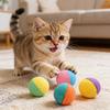 Latex Foam Cats Toy Balls, Colorful Interactive Cats Toys For Indoor Cats, Soft Bouncy Toys With Feather, Cats Toys For Self-Play & Human-