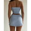 Solid Sleeveless Folds Tube Crop Top Skirts 2 Piece Matching Set Summer Fashion Streetwear Beach Clothing  2025