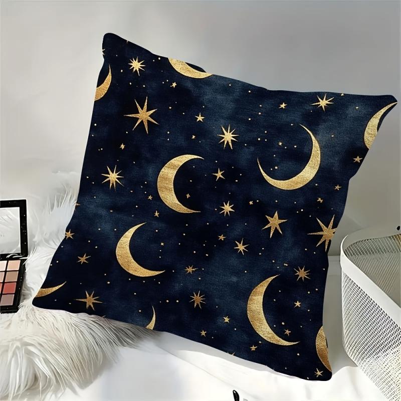 Vikama Federa Decorativa a Forma di Luna Crescente Dorata e Stella per Divani, Camere da Letto, Interni Auto - Poliestere