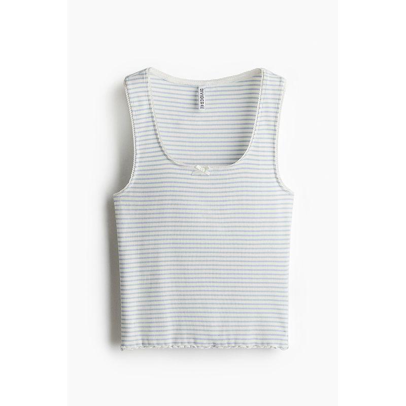 

HM Женская одежда Жилет 2025 Лето Новый Сетчатый трикотажный жилет 1272563 White/Blue Stripes 165/96