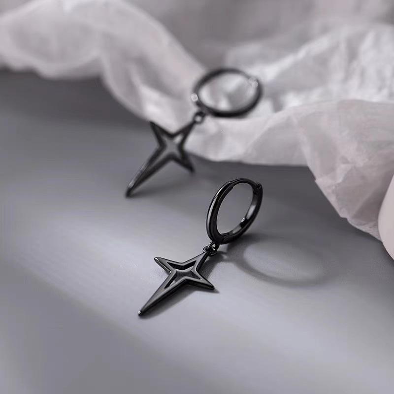 2024 Four-Pointed Star 925 Sterling Silver Needle Stud Earrings: High-End Light Luxury Women's Ear Jewelry