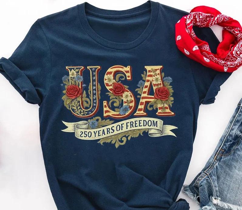 USA 250 Years Of Freedom T-Shirt, 250th United States Of America Shirt M