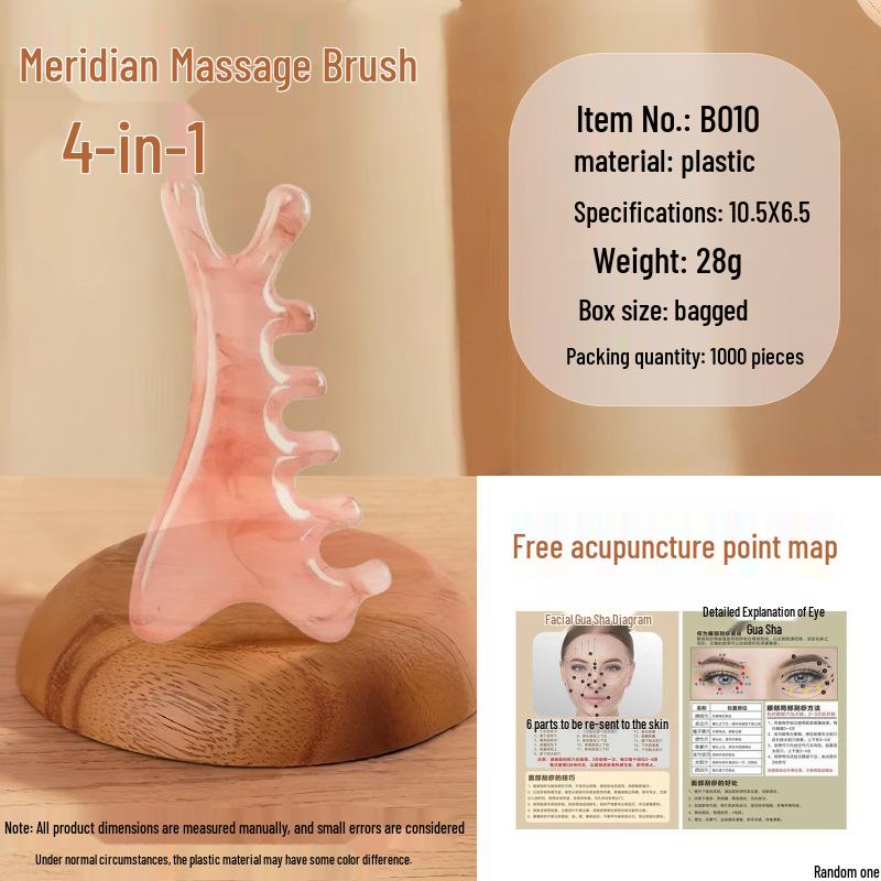 Sandalwood Multi-Functional Five-Tooth Gua Sha Massage Comb for Scalp and Face Therapy