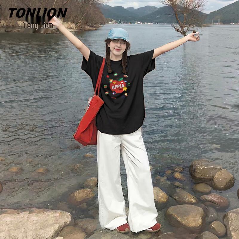

TonLion Women s Pure Cotton Short Sleeve T-Shirt M