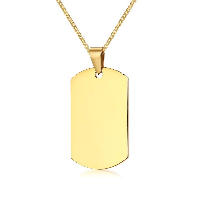 

Engraved Standard Military Dog Tag Blanks Stamping Dogtag Pendant Stainless Steel Men Women Charm Plain Jewelry золотой
