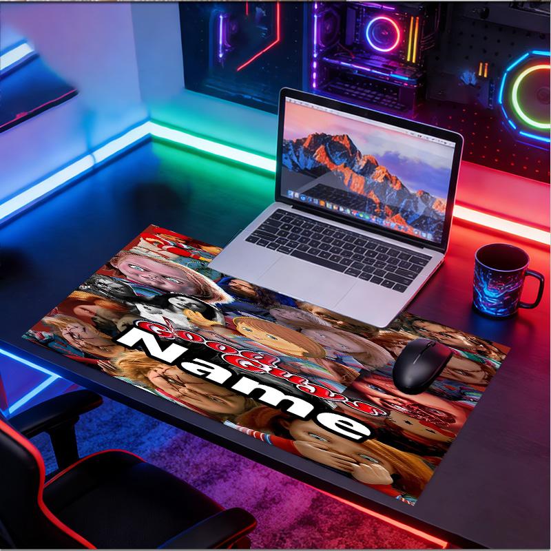 Custom Name Personalized Bride of Chucky Pattern Mousepad, Laptop PC Desk Mat, Decorative Desk Mat for Home Keyboard Pad Gift