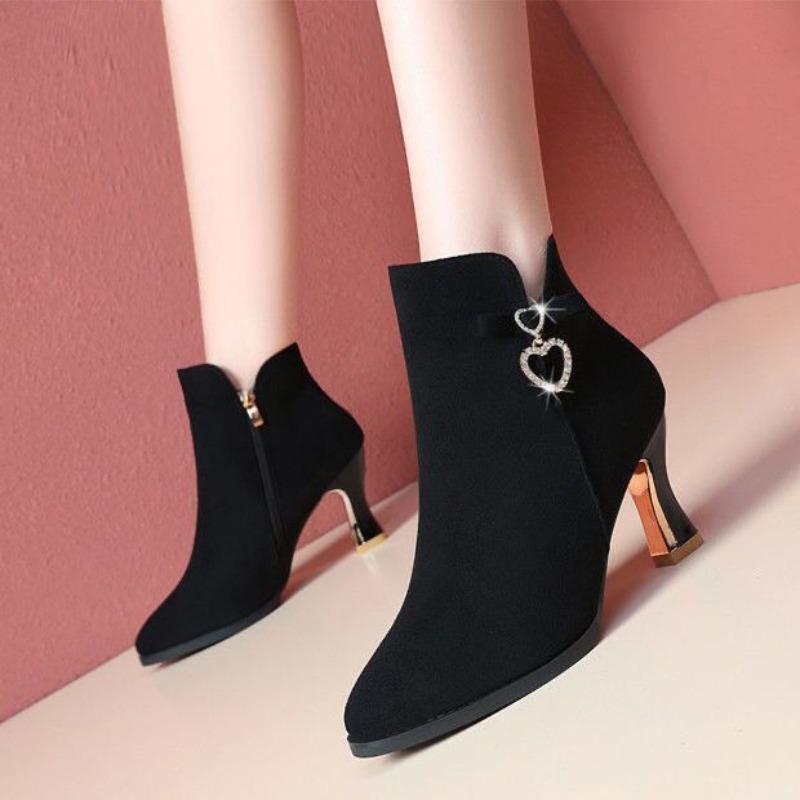 Fashion Booties Plain Warm Fleece-Lined Non Slip Woman Short Shoes Pu Sale Autumn Goth Large Size Trend 2025 Y2k Ankle Boots for Women