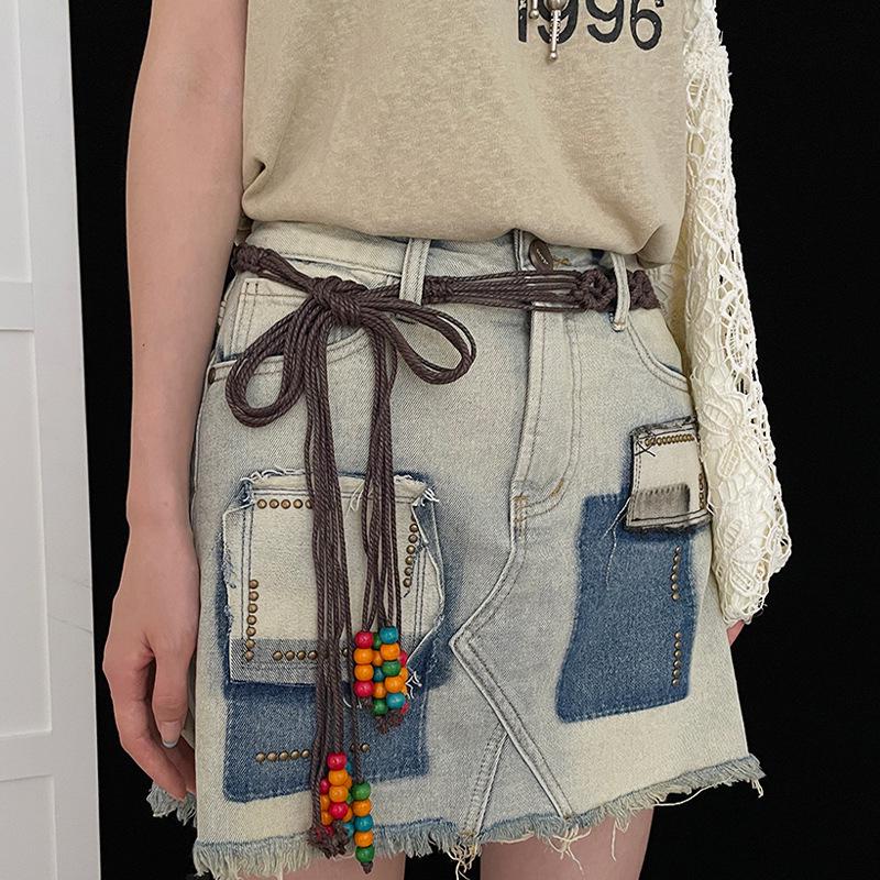 Women s Ethnic Beaded Tassel Waist Belt - Retro Woven Design for Skirts & Jeans