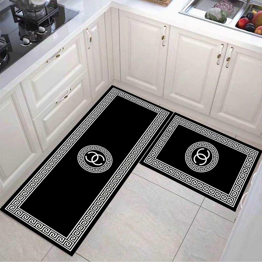 French Light Luxury Leather Floor Mat Household Kitchen Dirt-Resistant Floor Mat Can Be Scrubbed, Leave-In And Cut Pvc Floor Mat
