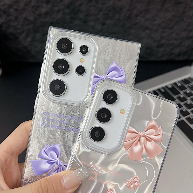 Floral Pattern Slim TPU Soft Edge Phone Case For Samsung S25 Ultra S24 FE S23 A56 A36 A16 A55 Feather Sparkling Shockproof Glitter Hard PC Back Cover