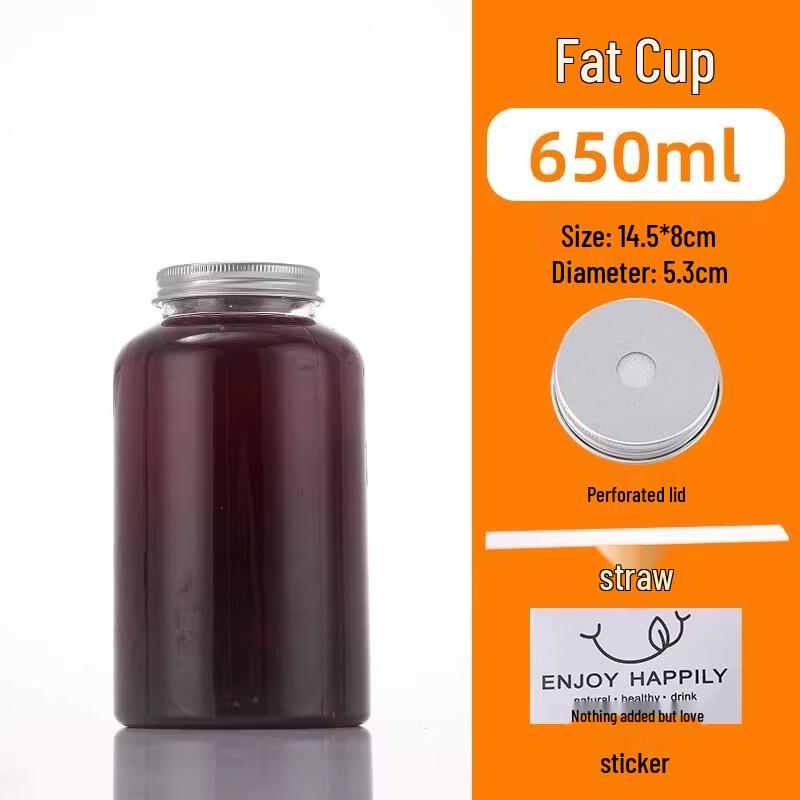 Miaojiayi Disposable 650ml Milk Tea Chubby Cups with Lids & Straws (50 Sets)