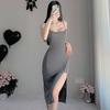 Sexy lingerie sexy split long dress hot suspender nightgown nightclub cosplay uniform home women's dress