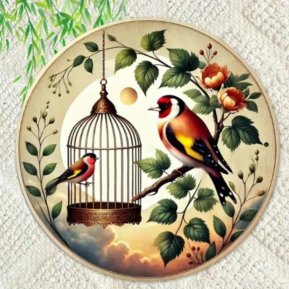 Metal Wall Art Golden Birds Floral Decor Hanging Home