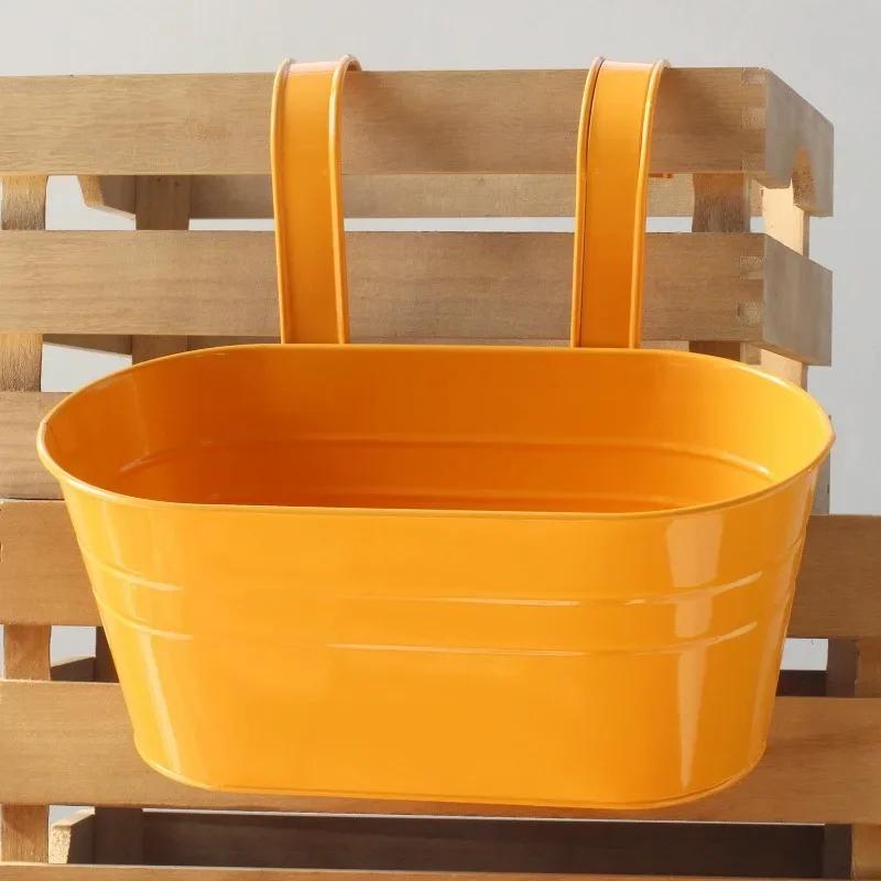 

1 шт. Подставка для бонсай, декор для балкона, красочный подвесной цветочный горшок, съемный двойной крюк, забор, кашпо, садовое украшение оранжевый