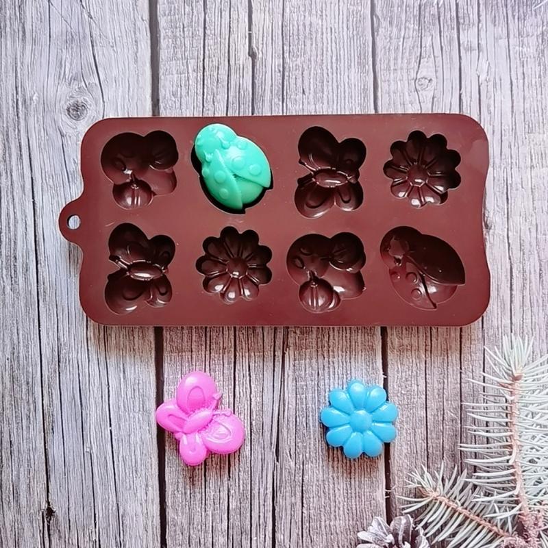 8-teilige kreative Silikon Insekt Schmetterling Schokolade DIY Kuchenform Lebensmittelqualität Silikon Hochtemperaturbeständig