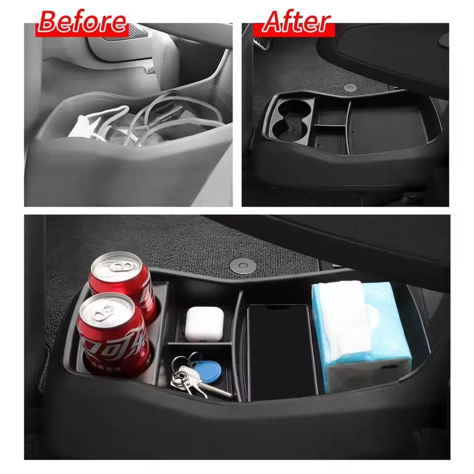 for Kia EV9 2025 2025 2025 Center Console Lower Storage Box TPE Organizers Tray Car Accessories Black