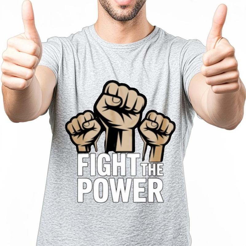 Atmungsaktives Jungen Sommer T-Shirt Vintage Fight The Power Fäuste erhoben Hiphop Für ihn T-Shirt Oversized T-Shirt Alltags-T-Shirt