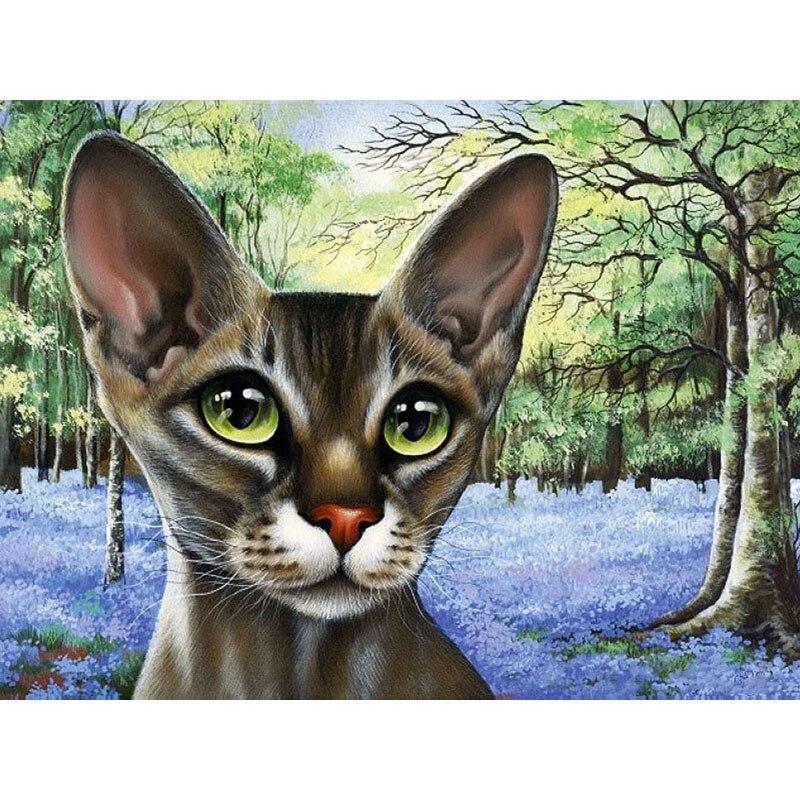 Nuovo 5D Pittura Diamante Fai da Te Gatto Fiore Ricamo Diamante Animale Punto Croce Trapano Rotondo Completo Decorazione Casa Arte Manuale Regalo