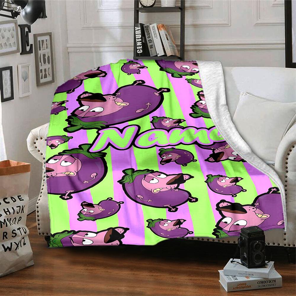 Customiz Name Personality Courage the Cowardly Dog Blanket Soft &Warm Sofa Office Bed Travel Lunch Break Blanket, Gift Suitable All Seasons