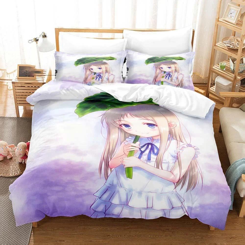 Comforter Anime Anohana Honma Meiko Bedding Set 3D Printed Suitable For Bedroom Kids Home Textile Comforter (quilt)-EU Single(135*200cm)3pcs