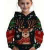 Child Sweatshirt Christmas Hoodie Cartoon Kawaii Santa Claus Print Sweatshirt for Girls Funny Holiday Party Clothes for Children