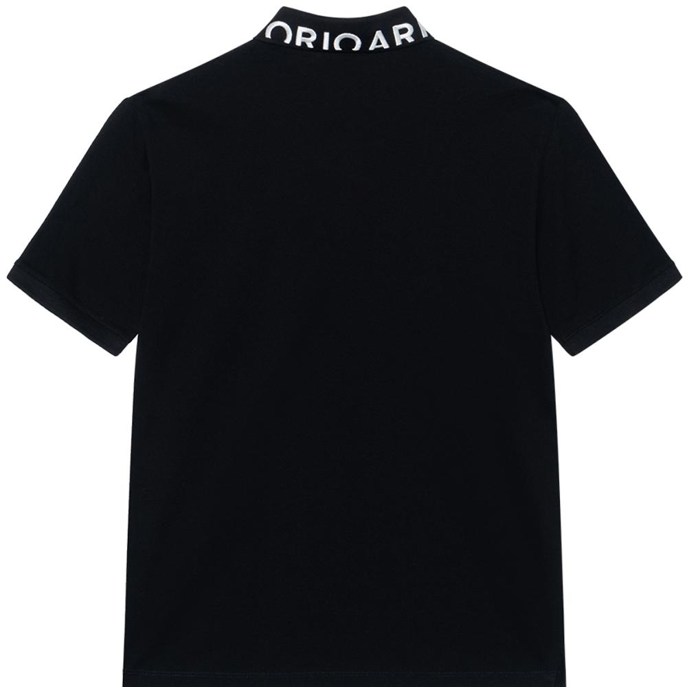 Emporio Armani SS23 Color Block Letter Logo Short Sleeve Polo Shirt Men tops Black 3R1FG41JTKZ0078
