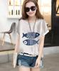 Second Roots Fish Print Summer Fish Short Loose Plus Perfect for and Office Single Plus Blouse, Women's, Top, Pattern, Sleeve, Fit, Sizes, Stylish,