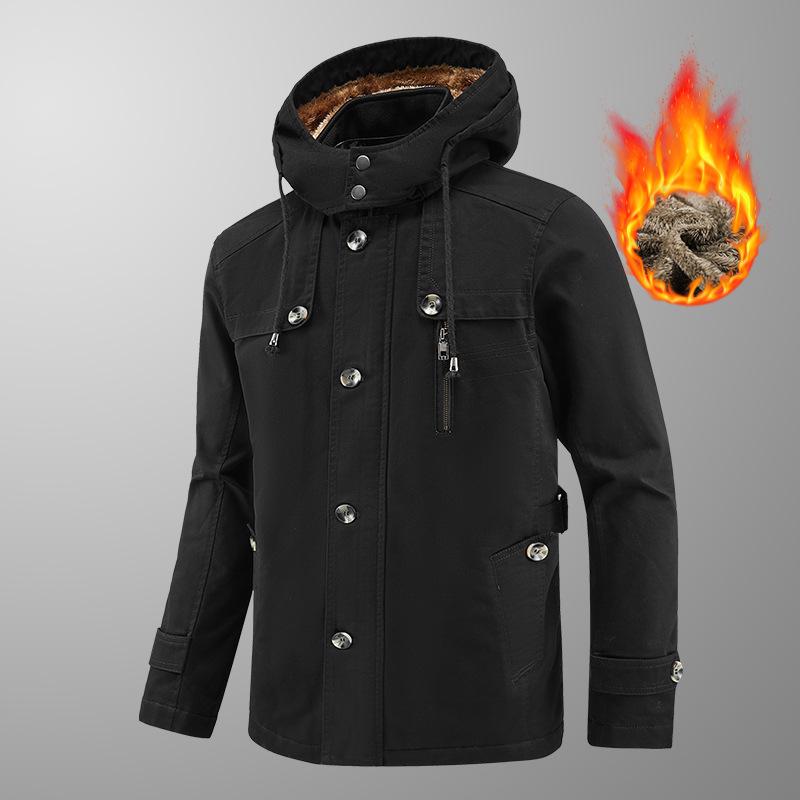 

Ветровка плюшевая средней длины с капюшоном стираная куртка хлопок плюс мужская свободная куртка L