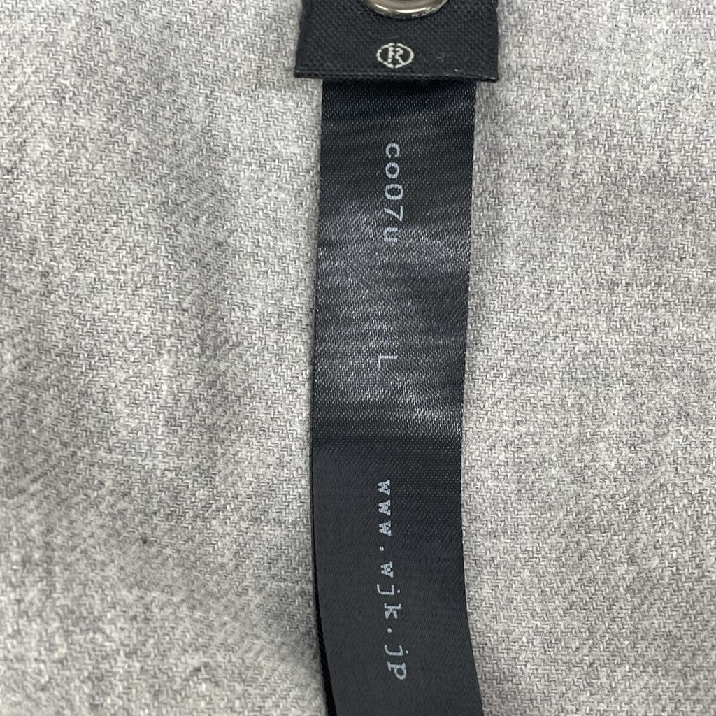 WJK Gray Cotton Heart Logo Button-Down Long Sleeve Shirt tops L grayUsed