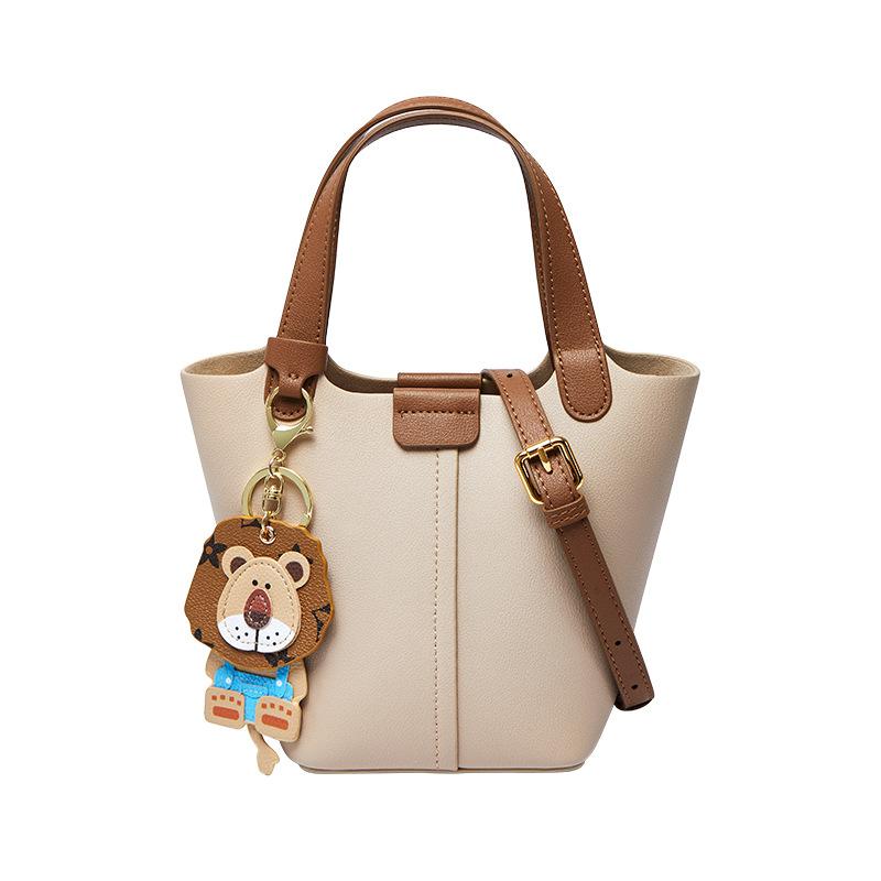 

Fashion light luxury bag 2025 new high-end bucket bag summer work commuter messenger bag vegetable basket women s bag бежевый